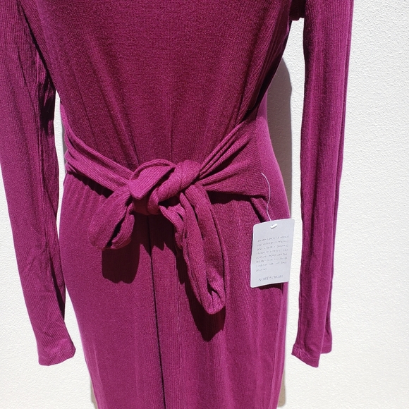 Spense Burgundy deep berry Crew Neck Dress - Picture 3 of 10